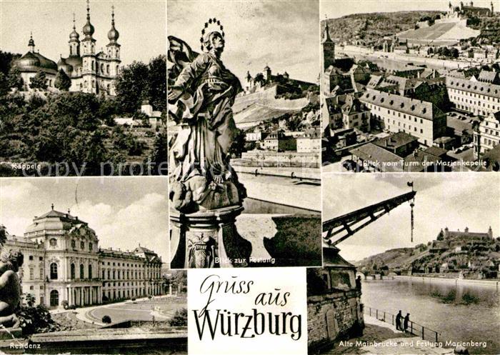 WueRZBURG Bayern Alter Krahn Festung Marienberg Kaeppele Residenz