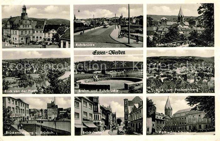 Werden Ruhr Rathaus Ruhrbruecke Abteikirche Brehm Platte Pastoratsberg Schule St