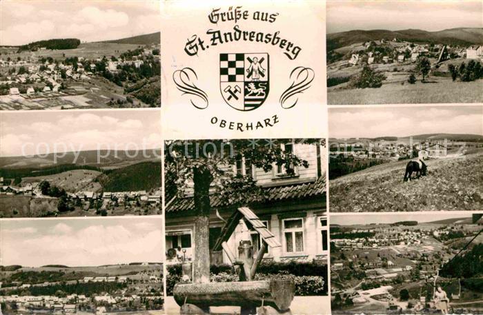 St Andreasberg Harz Landschaftspanorama Brunnen Wappen Sessellift