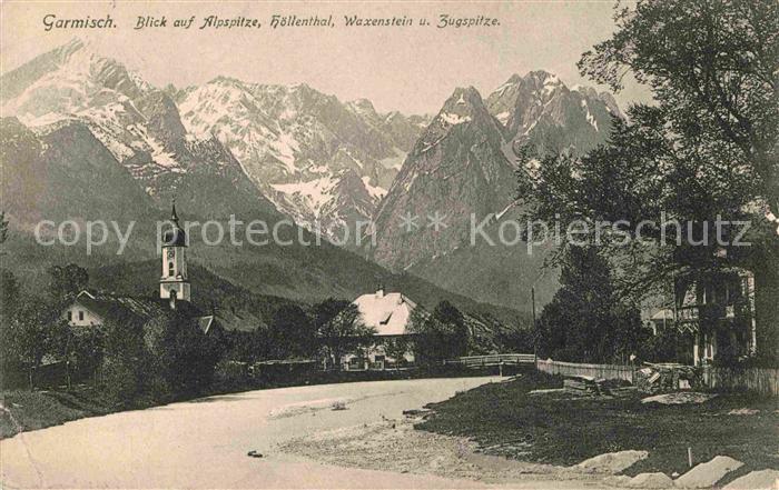 GARMISCH-PARTENKIRCHEN Bayern Blick auf Alpspitze Hoellental Waxenstein und Zugs
