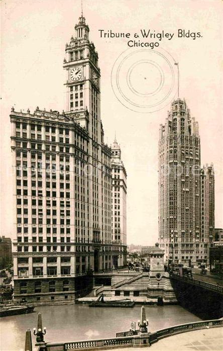 Chicago Illinois Tribune and Wrigley Buildings Skyscrapers