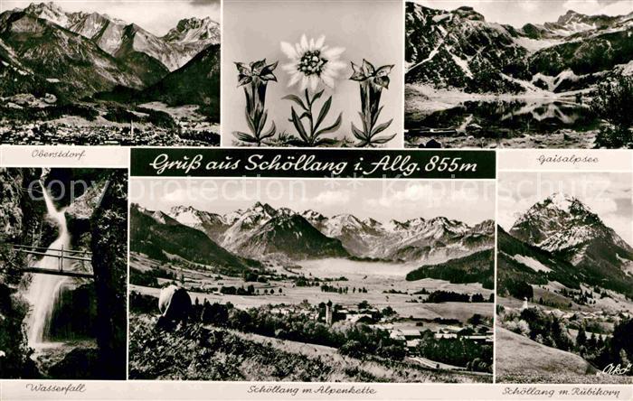Schoellang Gesamtansicht mit Alpenpanorama Rubihorn Oberstdorf Gaisalpsee Wasser