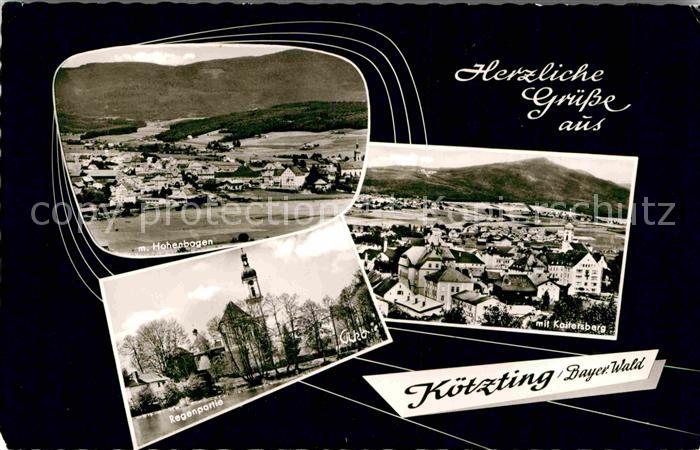 Koetzting Panorama mit Hohenbogen Kaitersberg Regen Kirche