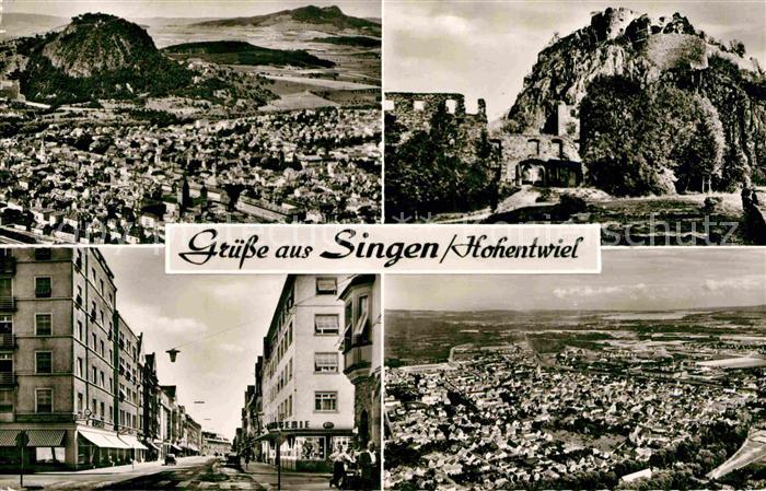 Singen Hohentwiel Innenstadt Fliegeraufnahme Festungsruine