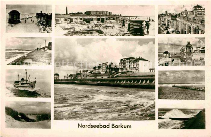 BORKUM Nordseebad Niedersachsen Strand Promenade Duenen Brandung Hotels Fischkut