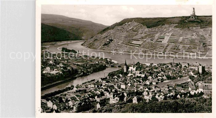 Bingen Rhein Panorama mit Bingerbrueck Nationaldenkmal