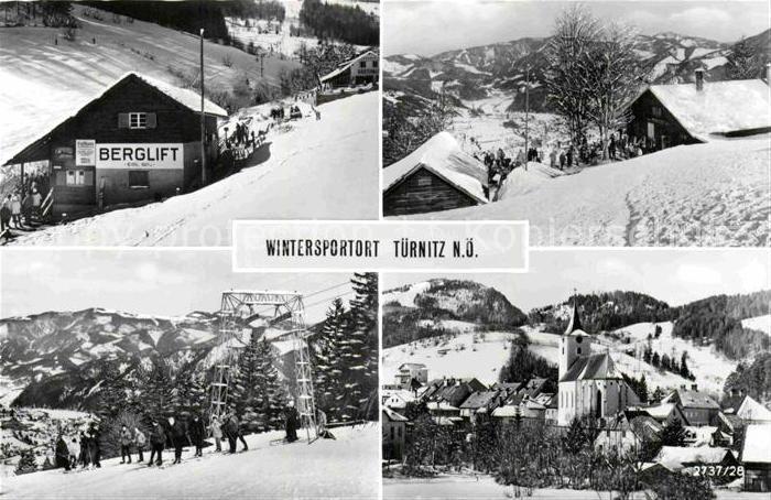 Tuernitz Niederoesterreich Berglift Station Wintersportplatz Alpen Ortsansicht m