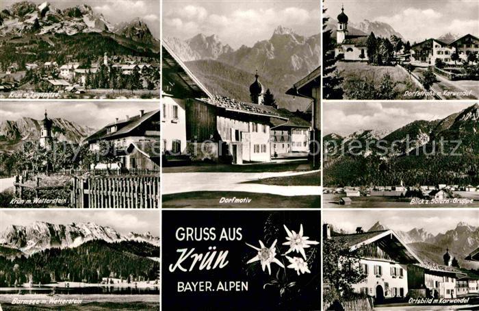 Kruen Zugspitze Wettersteingebirge Dorfmotiv Kirche Karwendel Schlerngruppe Barm