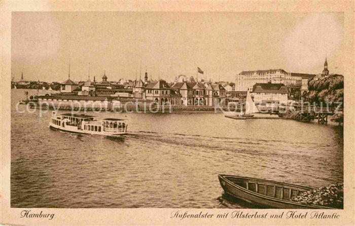 HAMBURG  CITY Aussenalster mit Alsterlust und Hotel Atlantic Ausflugsdampfer