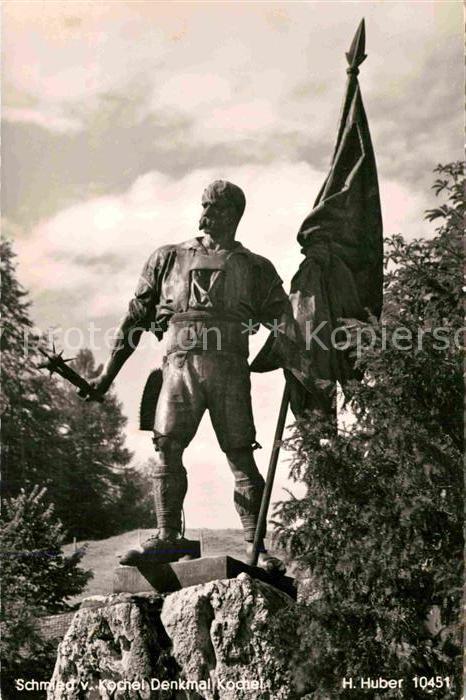 Kochel See Schmied von Kochel Denkmal Statue Huber Karte Nr 10451