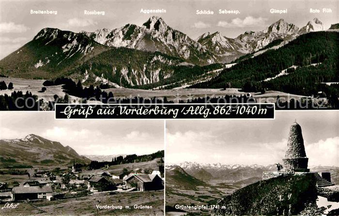 Vorderburg Immenstadt Landschaftspanorama Gruenten Gipfel Allgaeuer Alpen