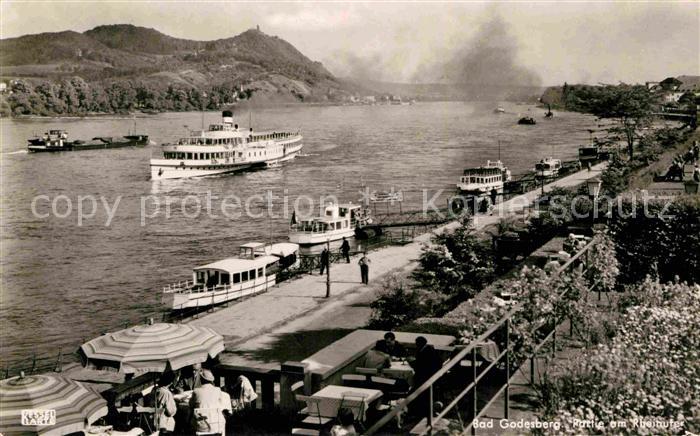 Bad Godesberg Partie am Rheinufer Bootsanleger Dampfer