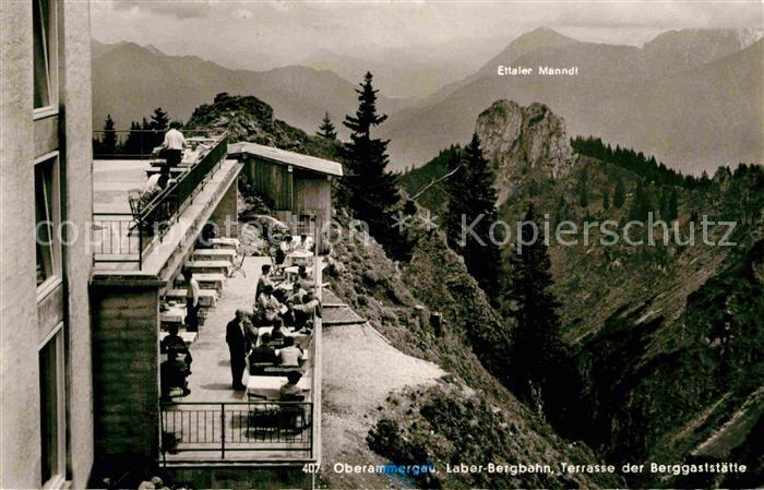 OBERAMMERGAU Bayern Laber Bergbahn Terrasse Berggaststaette Alpenpanorama