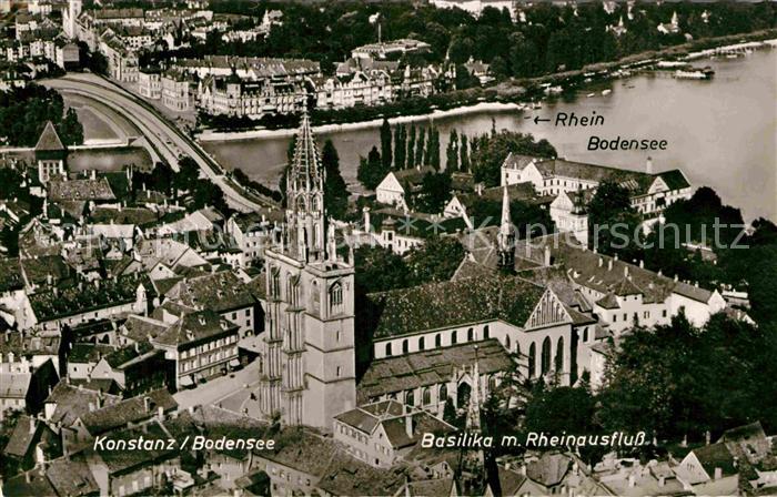 Konstanz Bodensee Basilika Altstadt Rheinausfluss Fliegeraufnahme