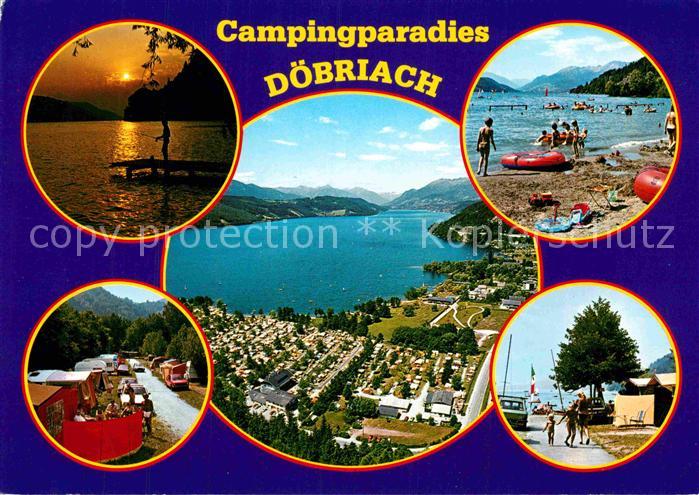 Doebriach Millstaettersee Sonnenuntergang am See Campingplatz Strand Fliegeraufn