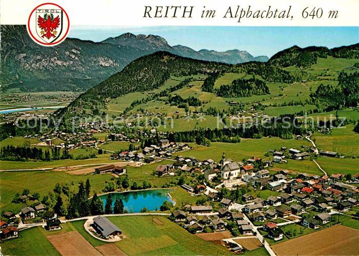 Reith Alpbachtal mit Reithersee Alpenpanorama Fliegeraufnahme