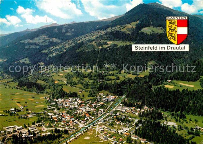 Steinfeld Kaernten Erholungsort im Drautal mit Gaugen Alpen Fliegeraufnahme