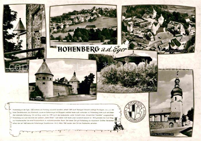 Hohenberg Eger Storchenturm Burgmauer Zugbruecke Burg Sauerbrunnen Kirche Geschi