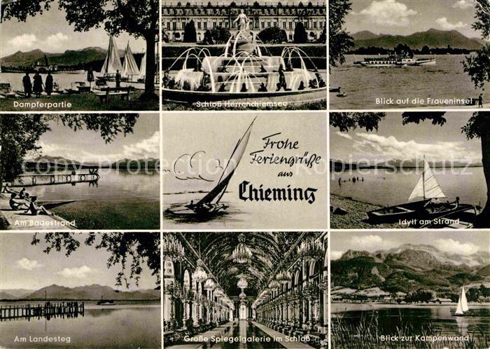 Chieming Chiemsee Dampfer Badestrand Landesteg Schloss Herrenchiemsee Fraueninse