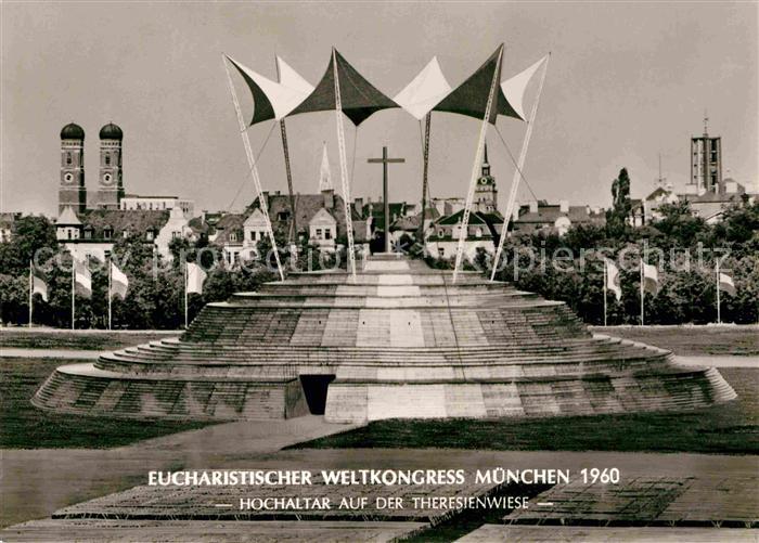 Muenchen Bayern Eucharistischer Weltkongress 1960 Hochaltar auf der Theresienwie