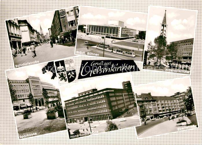 GELSENKIRCHEN NRW Bahnhofstrasse Staedtische Buehnen Kirche Ebertstrasse Hans Sa