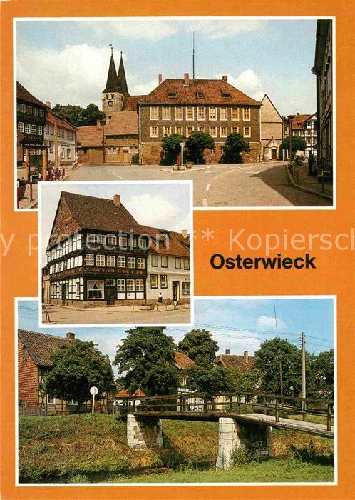 Osterwieck Markt Historisches Gebaeude Markt 14 Fachwerkhaus Holzbruecke ueber d