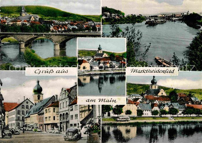 Marktheidenfeld Main Bruecke Ortsmotiv mit Kirche