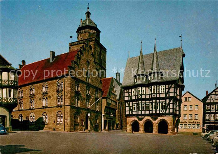 Alsfeld Marktplatz Rathaus Weinhaus Fachwerkhaus Historisches Gebaeude Walpurgis