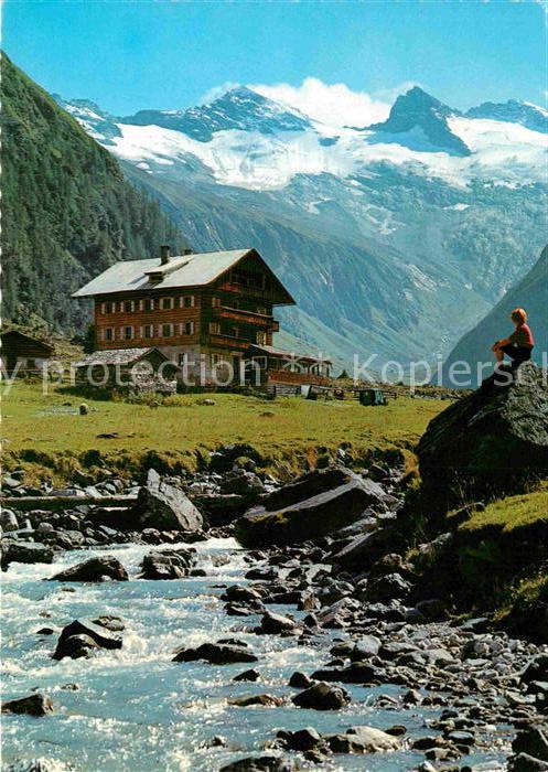 Habachtal Gasthof Alpenrose gegen Habachkees und Schwarzkopf Hohe Tauern