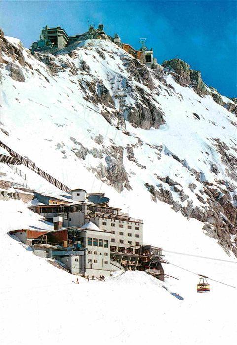 Zugspitze mit Hotel Schneefernerhaus Bergbahn Gipfel