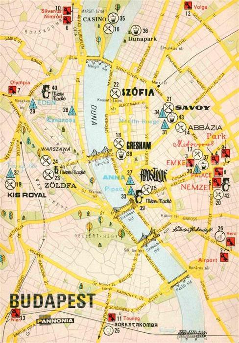 Budapest Stadtplan mit Sehenswuerdigkeiten