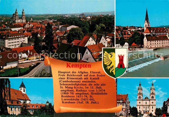 Kempten Allgaeu Stadtbild mit Kirche Wehr Geschichte Wappen