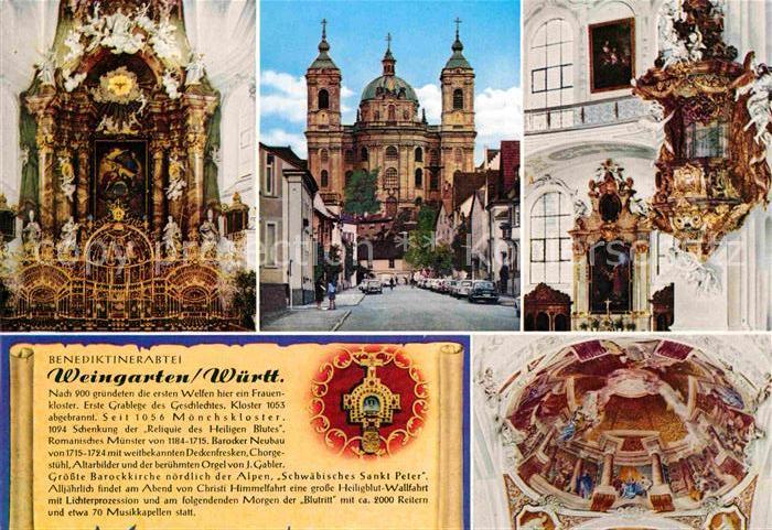 Weingarten Wuerttemberg Benediktinerabtei Klosterkirche Altar Fresken Geschichte