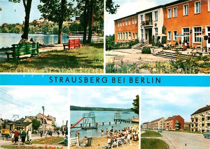 Strausberg Brandenburg Faehre Straussee HO Hotel Grosse Strasse Badeanstalt Phli