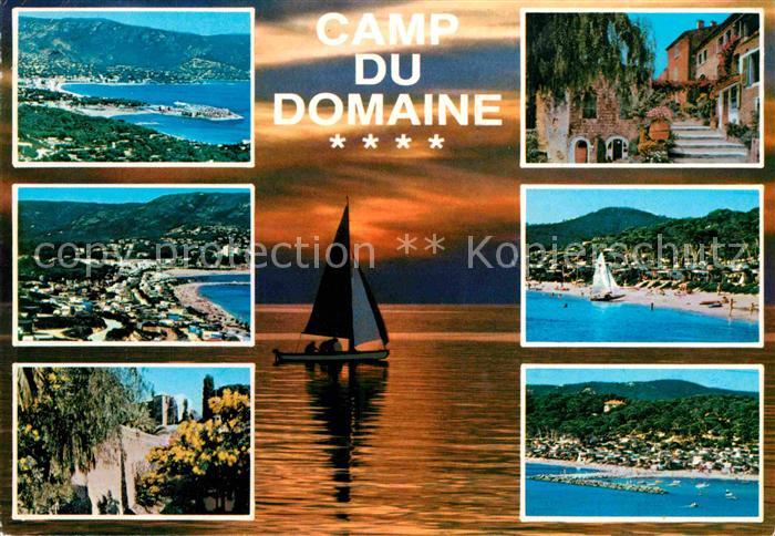 La Faviere Bormes Camp du Domaine Strand Kueste Segeln in der Abendsonne