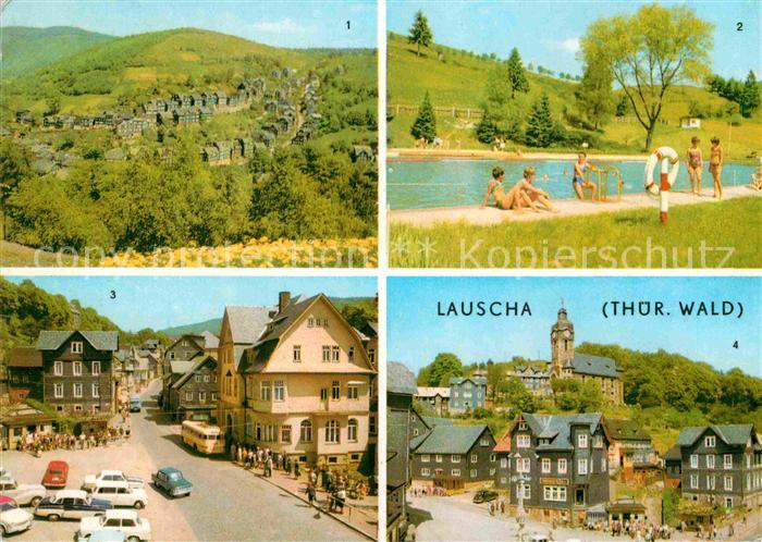 Lauscha Teilansicht Schwimmbad Kulturhaus Huettenplatz