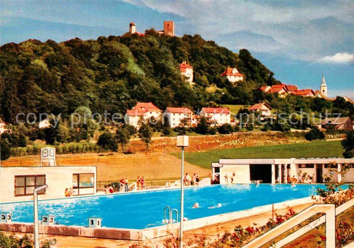 Falkenstein Oberpfalz Freibad Blick zur Burg Luftkurort Bayerischer Wald