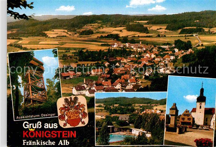 Koenigstein Oberpfalz Panorama Erholungsort Aussichtsturm Ossinger Kirche Wappen