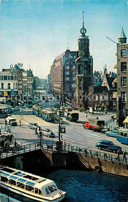 Amsterdam Niederlande Muenzturm Ausflugsdampfer