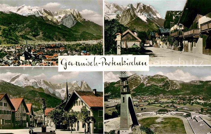 GARMISCH-PARTENKIRCHEN Bayern Total mit Zugspitze Fruehlingstr Floriansplatz Ski