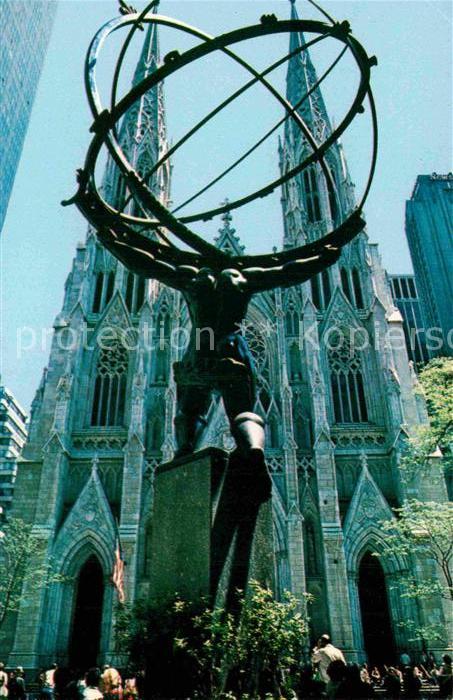 New York City St Patricks Cathedral with Statue of Atlas