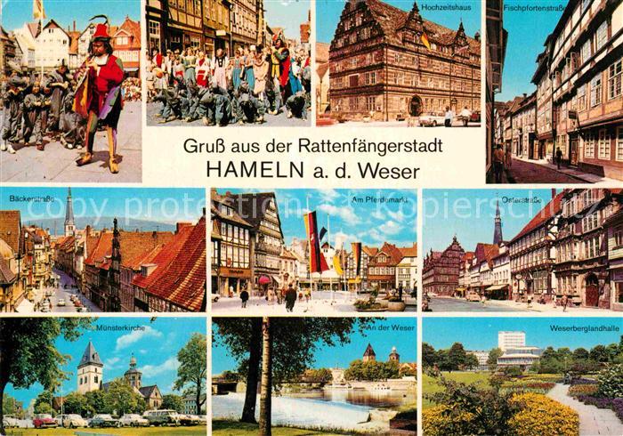 Hameln Weser Rattenfaenger Hochzeitshaus Fischpfortenstrasse Baeckerstr Pferdema