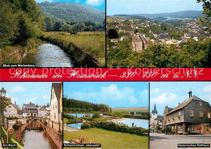 Rhaunen Hunsrueck Wartenberg Panorama Am Bach Schwimmbad Idarwald Histor Rathaus