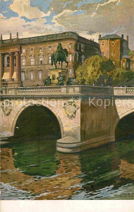 BERLIN  CITY Lange Bruecke Schloss Kuenstlerkarte H. R. Schulze
