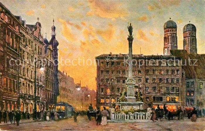 Muenchen Bayern Marienplatz Kuenstlerkarte