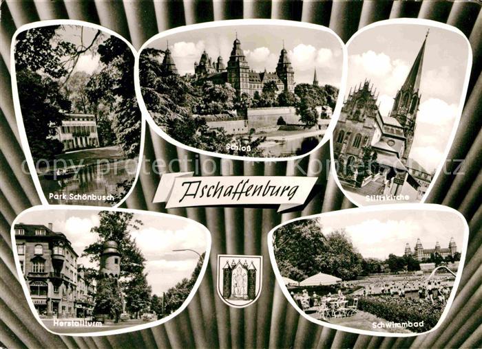 Aschaffenburg Main Park Schoenbusch Schwimmbad Schloss Herstallturm