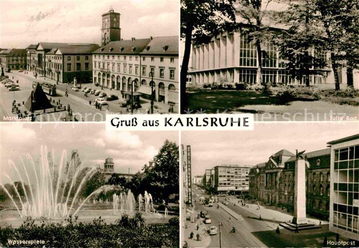 Karlsruhe Baden Marktplatz Tulla-Bad Hauptpost Wasserspiele