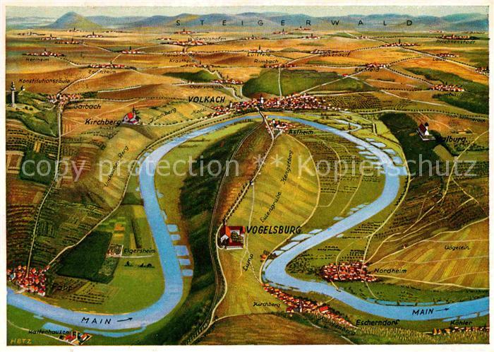 Vogelsburg Volkach Panoramakarte
