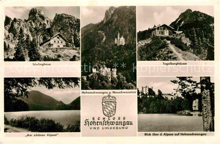 Hohenschwangau Schloss und Umgebung Tegelberghaeuser Saeulinghaus Alpsee