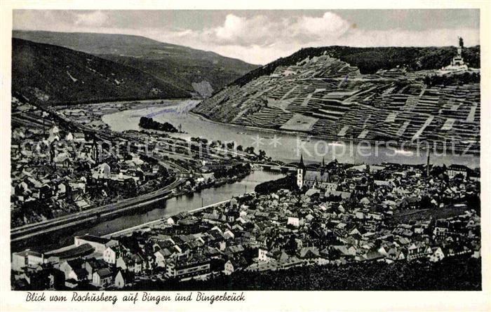 Bingen Rhein und Bingerbrueck Blick vom Rochusberg